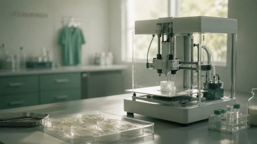 Desktop bioprinter on a clean orthopedic biofab bench